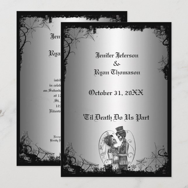 convite de casamento de halloween (Frente/Verso)