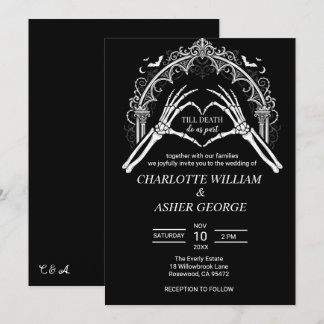 Convite de Casamento de Halloween com Arco de Esqu