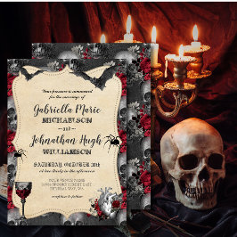 Convite de Casamento de Halloween de Vintage Gótic