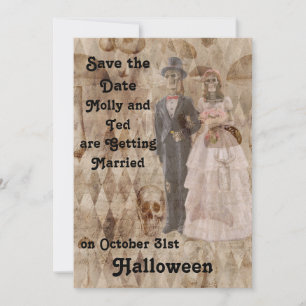 Convite de Casamento de Halloween em Bege