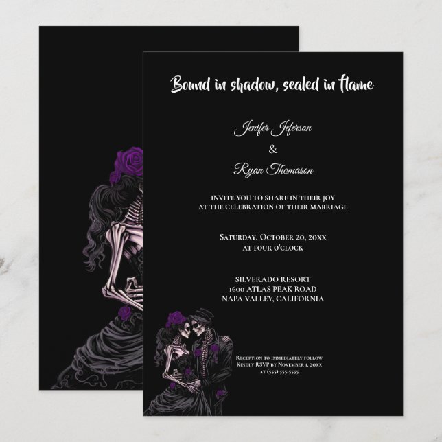 Convite de casamento de Halloween em estilo gótico (Frente/Verso)