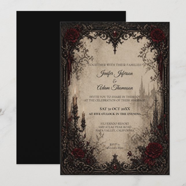 Convite de casamento de Halloween em estilo Vampir (Frente/Verso)