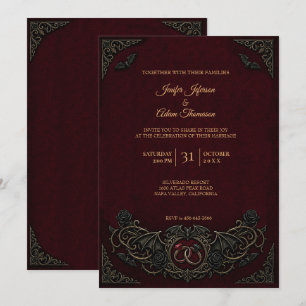 Convite de Casamento de Halloween Gótico de Vampir