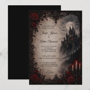 Convite de Casamento de Halloween Gótico de Vampir