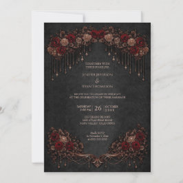 Convite de casamento de halloween gótico floral el