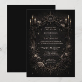 Convite de casamento de halloween gótico floral el