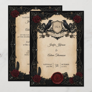 Convite de Casamento de Halloween Vampire Gothic