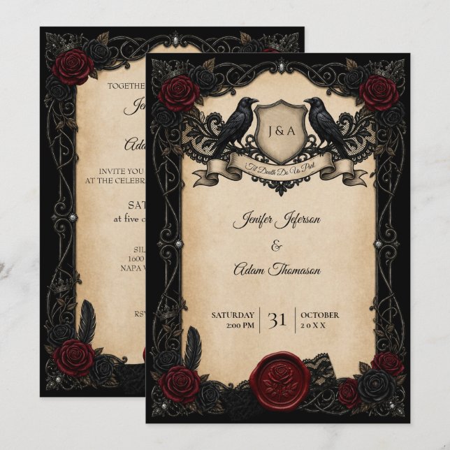 Convite de Casamento de Halloween Vampire Gothic (Frente/Verso)