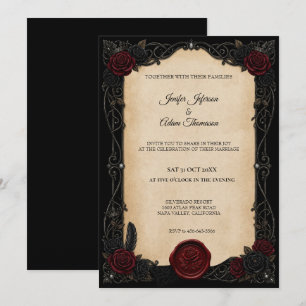 Convite de Casamento de Halloween Vampire Gothic