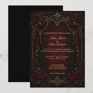 Convite de Casamento de Halloween Vampire Gothic