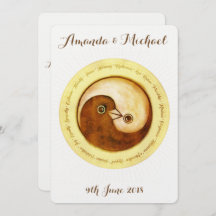 CONVITE DE CASAMENTO de harmonia dourada, pombas Y