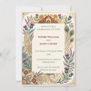 Convite de Casamento de Herança Escocesa Indiana
