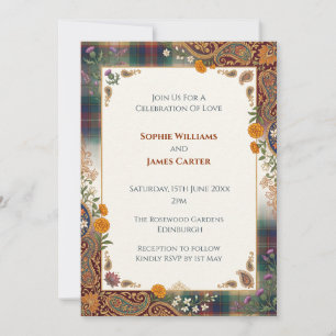 Convite de Casamento de Herança Escocesa Indiana  