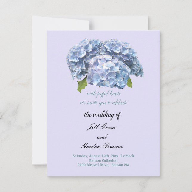 Convite de Casamento de Hortênsia Elegante (Frente)