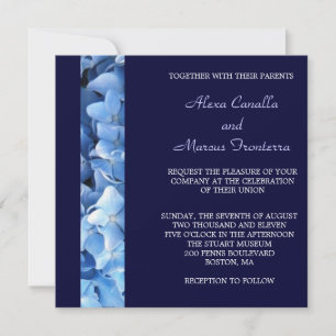 Convite de Casamento de Hydrangea Azul