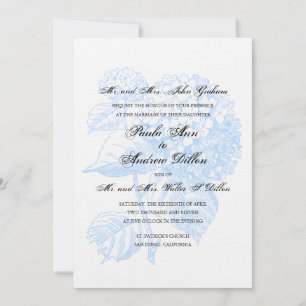 Convite de Casamento de Hydrangea Azul