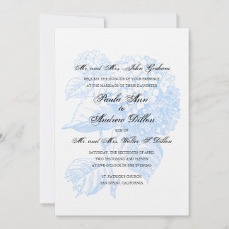 Convite de Casamento de Hydrangea Azul
