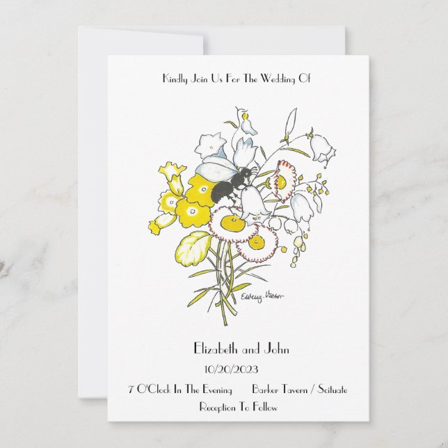 Convite De Casamento De Ilustração De Vintagem Whi (Frente)