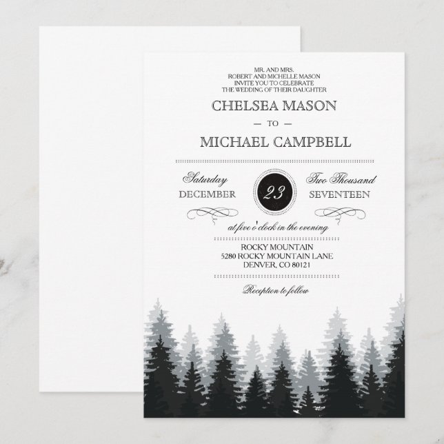 Convite de Casamento de Inverno (Frente/Verso)
