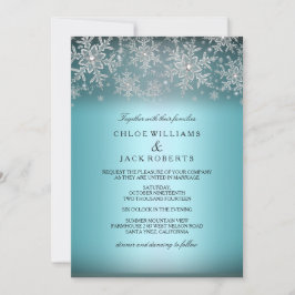 Convite de Casamento de Inverno Azul Floco de Neve