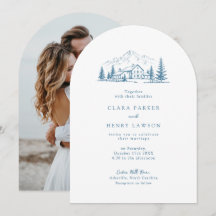 Convite de Casamento de Inverno Blue Mountain Pine