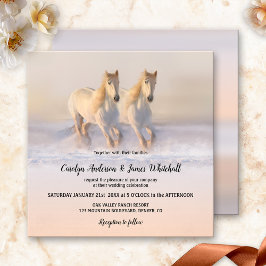 Convite de Casamento de Inverno Cavalos na Neve