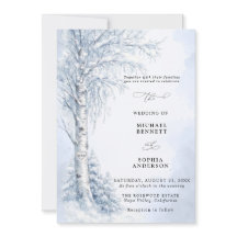 Convite de Casamento de Inverno com Bétula Congela