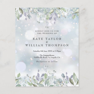 Convite de casamento de inverno com floral lilás o