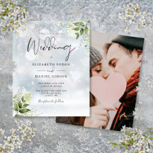 Convite de Casamento de Inverno com Foto de Verdej