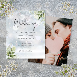 Convite de Casamento de Inverno com Foto de Verdej