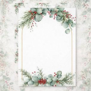 Convite de Casamento de Inverno com Moldura Dourad