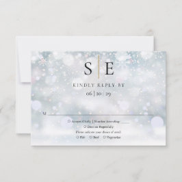 Convite de Casamento de Inverno com Monograma Pret