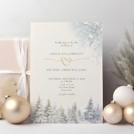 Convite de Casamento de Inverno com Pinheiros