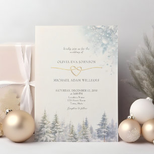 Convite de Casamento de Inverno com Pinheiros