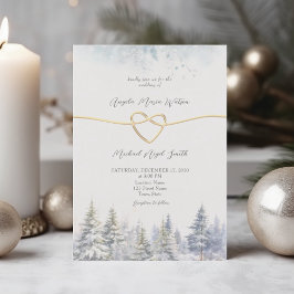 Convite de Casamento de Inverno com Pinheiros