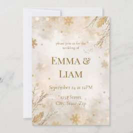 Convite de Casamento de Inverno Elegante | Marfim 