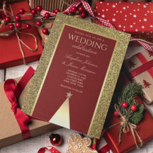 Convite de Casamento de Inverno em Dourado e Borgo