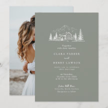 Convite de Casamento de Inverno Floresta Verde Pin