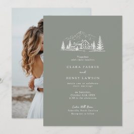 Convite de Casamento de Inverno Floresta Verde Pin