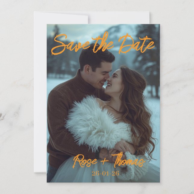convite de casamento de inverno moderno simples pe (Frente)