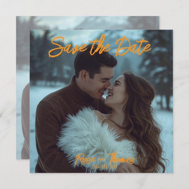 Convite de casamento de inverno moderno simples pe (Frente/Verso)