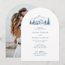 Convite de Casamento de Inverno Naval Arqueado