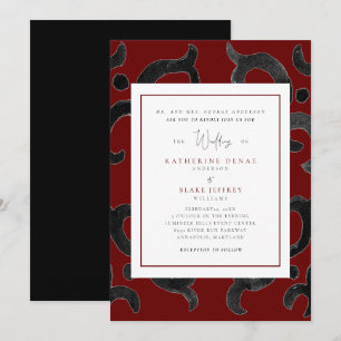 Convite de Casamento de Inverno Preto e Vermelho E