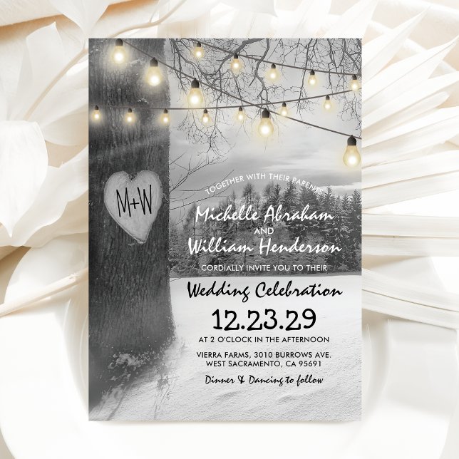 Convite de Casamento de Inverno Rústico (Criador carregado)