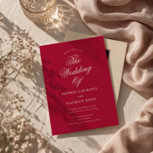 Convite de Casamento de Inverno Vermelho Cranberry