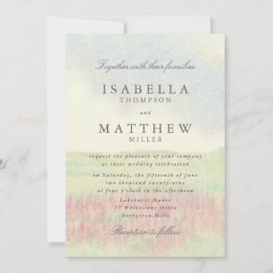Convite de Casamento de Jardim com Aquarela Pastel