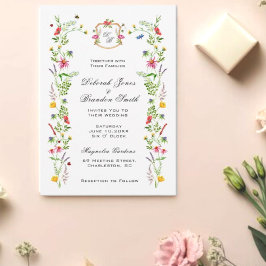 Convite de casamento de jardim com flores silvestr