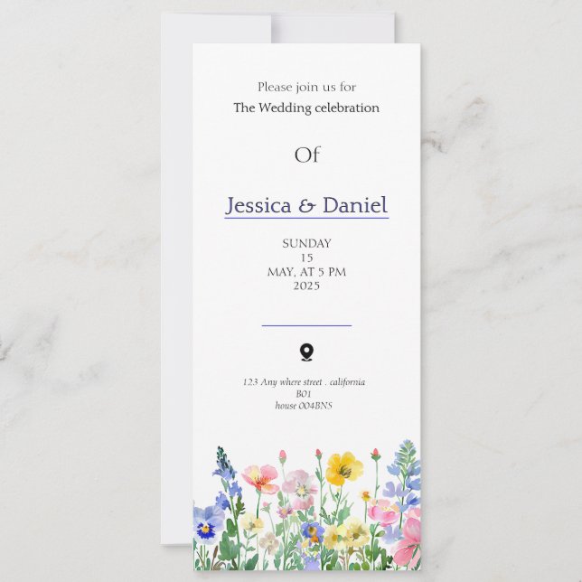 Convite de casamento de jardim de cores multiflora (Frente)