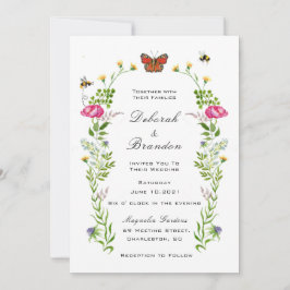 Convite de casamento de jardim de flores silvestre