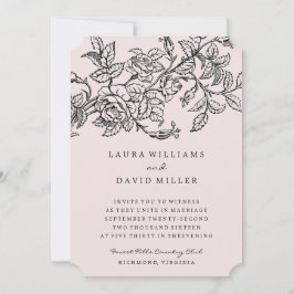 Convite De Casamento De Jardim De Rosa Floral Rosa